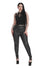 Banned Alternative Handcuff Stretch Skinny Trousers in Black Check Coated Wet look