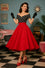 Dolly & Dotty Maisie Midi Full Circle Swing Skirt in Red