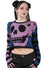Banned Alternative Voidstar Skull Cropped Jumper Black, Lavender and Blue