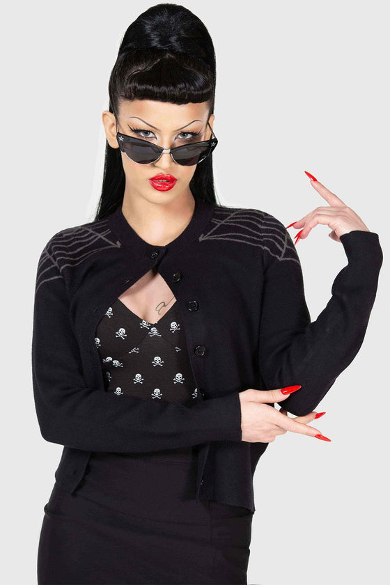 Killstar Web With It Cardigan Gothabilly Spiderweb Detail Knitted
