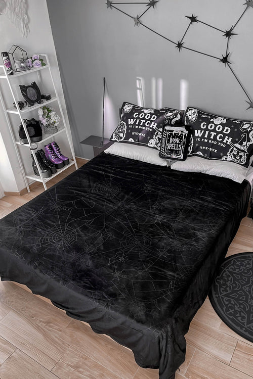 Killstar Webbed Large Blanket Bedspread Black