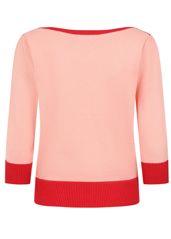 Banned Retro Kiki Purrfect Christmas Knit Jumper in Pink Christmas