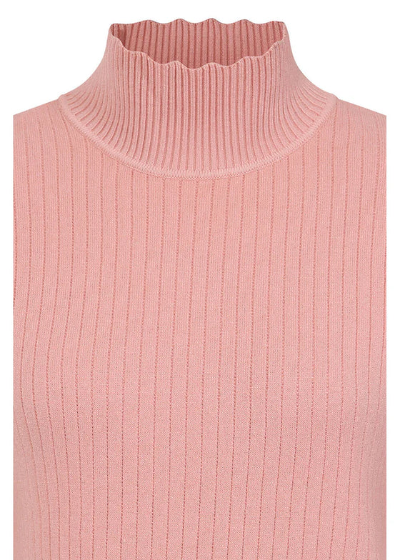 Banned Retro Jane Sweet Scalloped Polo Knit Jumper in Blush Pink Wardrobe Staple