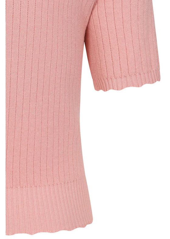 Banned Retro Jane Sweet Scalloped Polo Knit Jumper in Blush Pink Wardrobe Staple