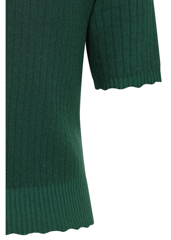 Banned Retro Jane Sweet Scalloped Polo Knit Jumper in Green Wardrobe Staple
