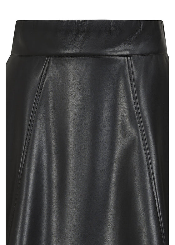 Banned Retro Daphne Swing Skirt in Black PU Leather Look