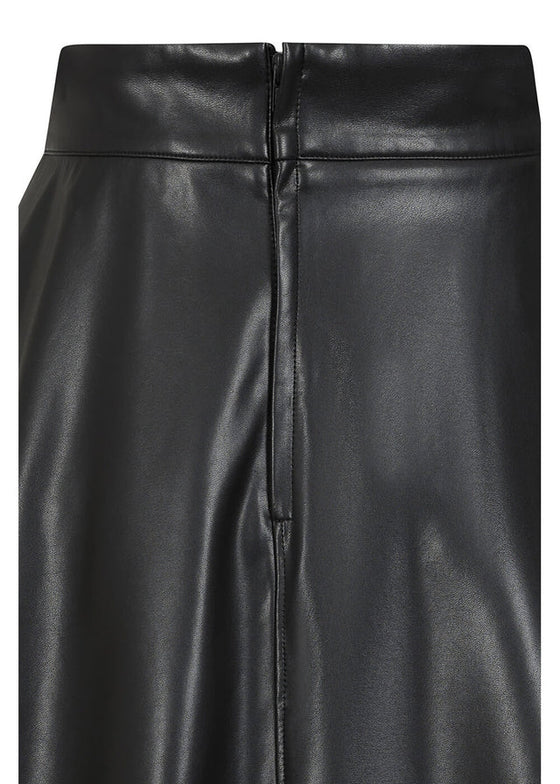 Banned Retro Daphne Swing Skirt in Black PU Leather Look