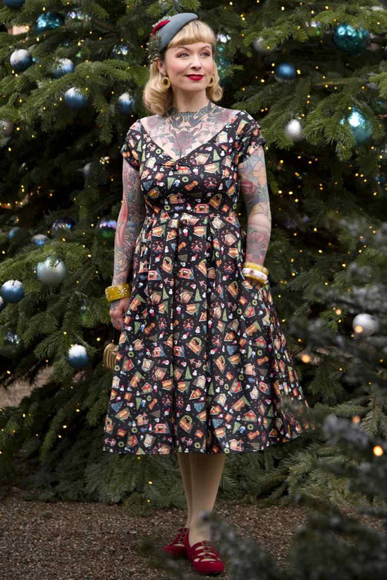 Dolly & Dotty Lily Swing Dress in Christmas Fair Print