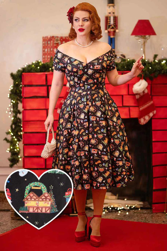 Dolly & Dotty Lily Swing Dress in Christmas Fair Print