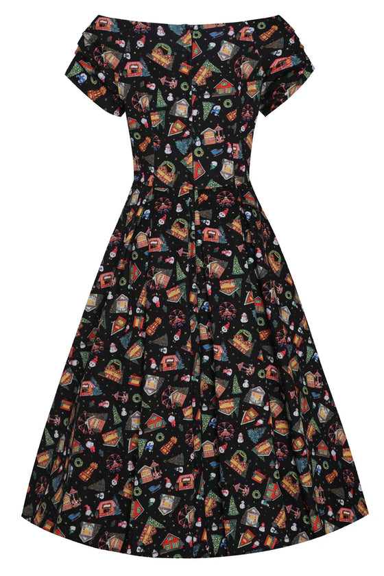 Dolly & Dotty Lily Swing Dress in Christmas Fair Print