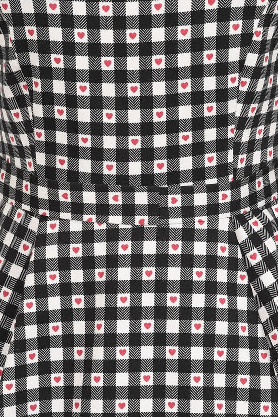 Lady Vintage Hepburn Dress in Heart Gingham