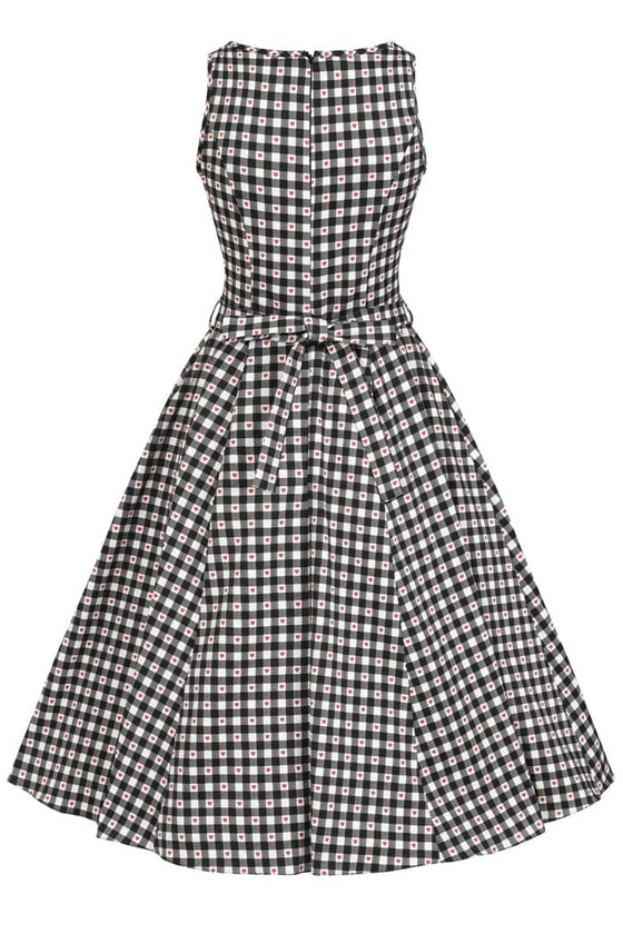 Lady Vintage Hepburn Dress in Heart Gingham