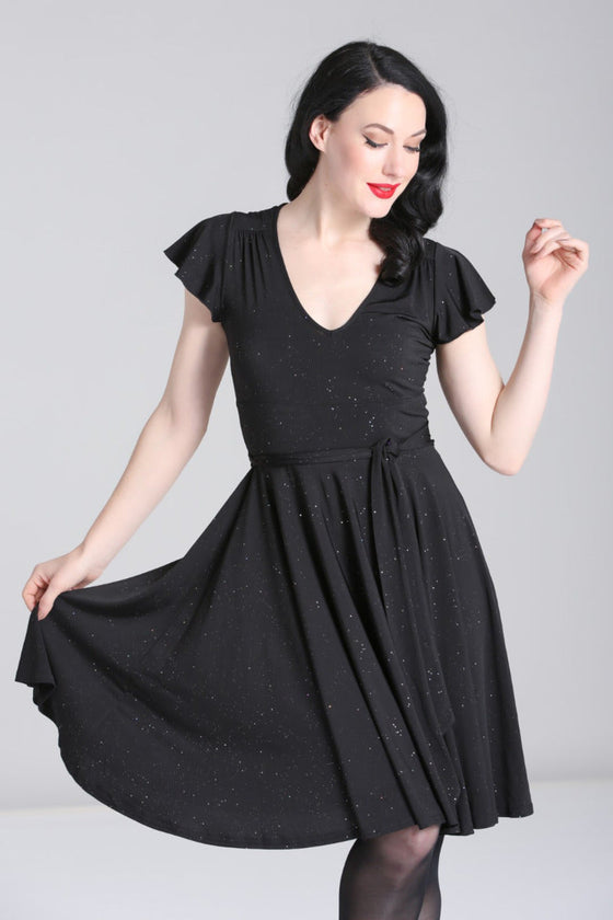 Hell Bunny Luna Wrap Look Dress Sparkly