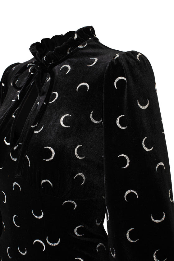Hell Bunny Misty Moon Dress Sparkly Moons on Velvet