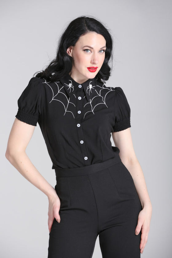 Hell Bunny Arania Blouse Spiders Webs