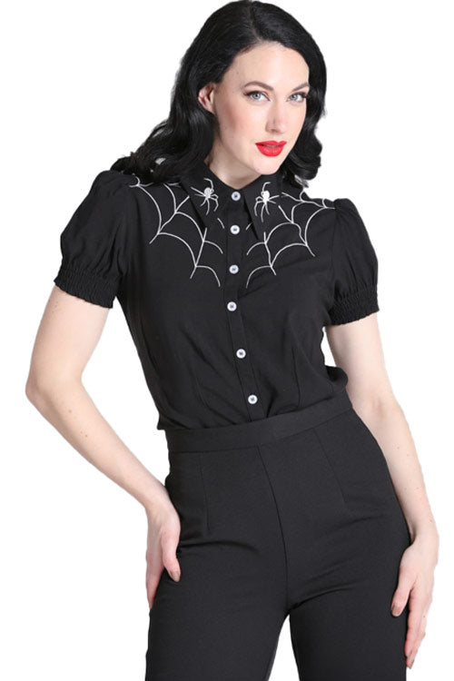 Hell Bunny Arania Blouse Spiders Webs