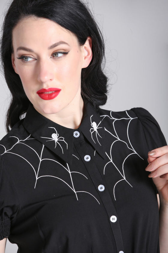 Hell Bunny Arania Blouse Spiders Webs