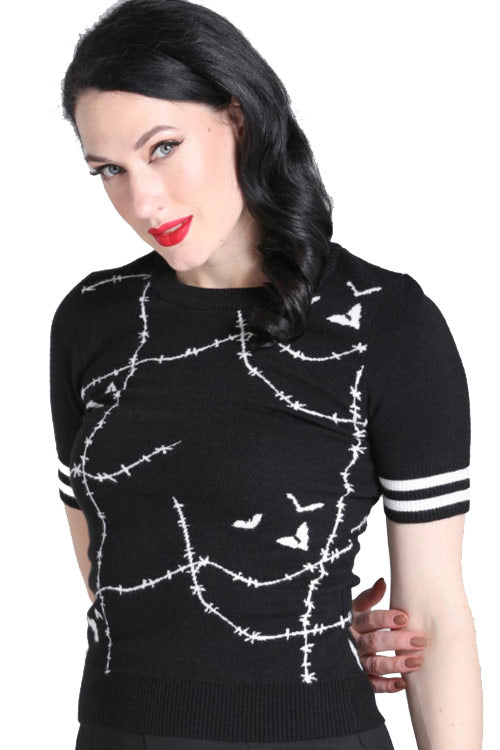 Hell Bunny Stitches Knitted Top Jumper Ghoulish