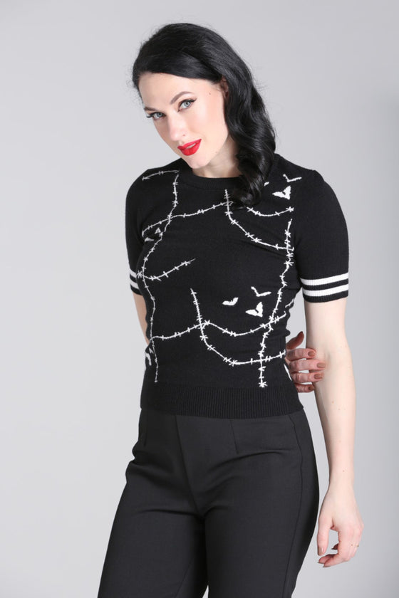 Hell Bunny Stitches Knitted Top Jumper Ghoulish