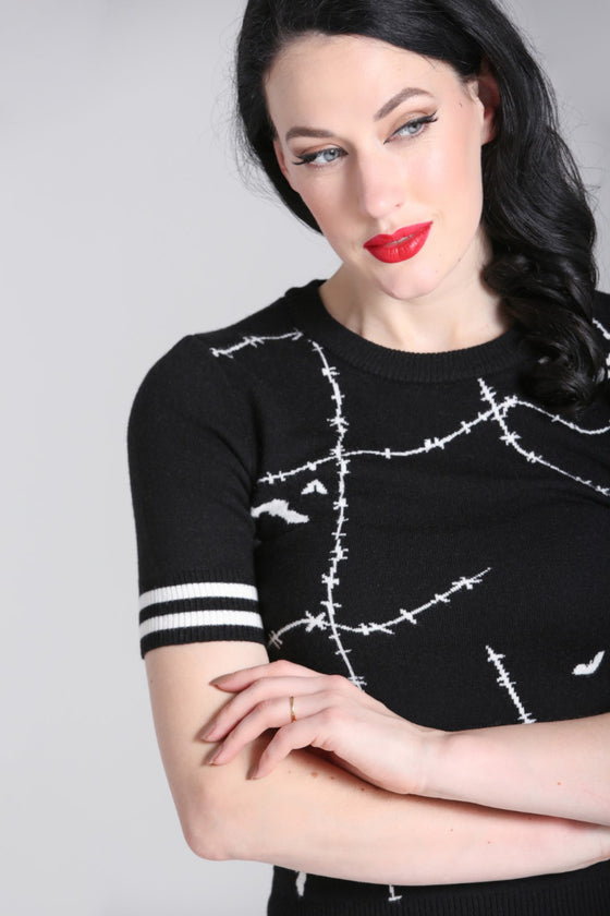 Hell Bunny Stitches Knitted Top Jumper Ghoulish