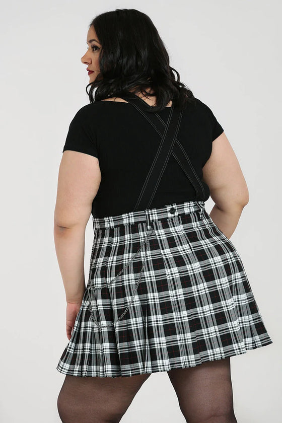 Hell Bunny Vernon Pinafore Dress in Black and White Tartan Grunge Inspired