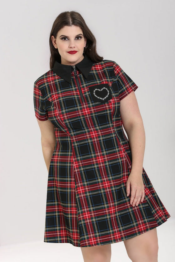 Hell Bunny Heather Mini Dress Tartan with Collar