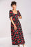 Hell Bunny Kate Heart Dress Maxi Funky Heart and Eye Print