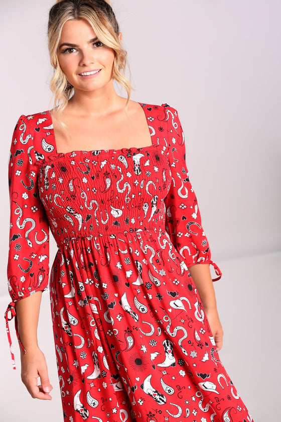 Hell Bunny Emmylou Maxi Dress Western Print