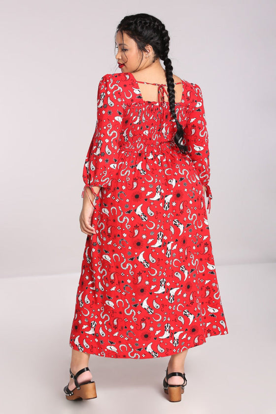Hell Bunny Emmylou Maxi Dress Western Print