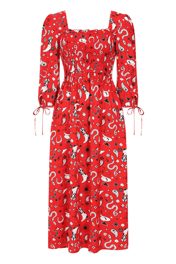 Hell Bunny Emmylou Maxi Dress Western Print
