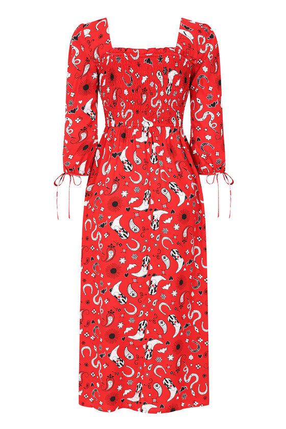 Hell Bunny Emmylou Maxi Dress Western Print