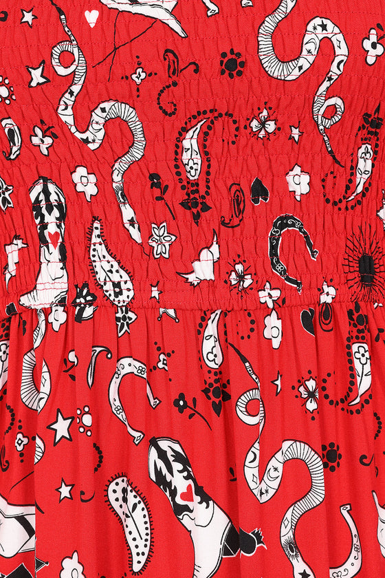 Hell Bunny Emmylou Maxi Dress Western Print