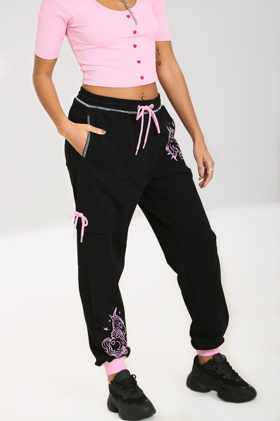 Hell Bunny Star Catcher Joggers Tracksuit Pink Unicorn