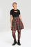 Hell Bunny Smith Skater Mid Skirt Black and Red Tartan