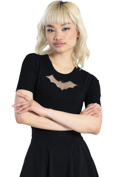 Hell Bunny Bat Knitted Top in Black