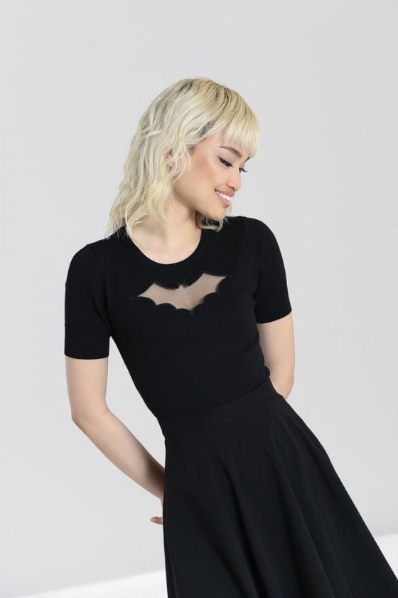 Hell Bunny Bat Knitted Top in Black