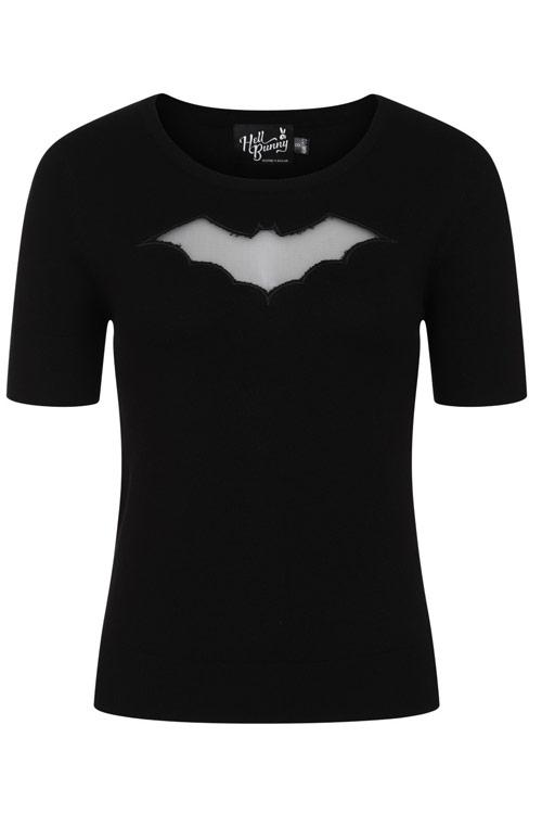 Hell Bunny Bat Knitted Top in Black