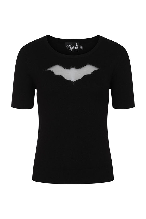 Hell Bunny Bat Knitted Top in Black