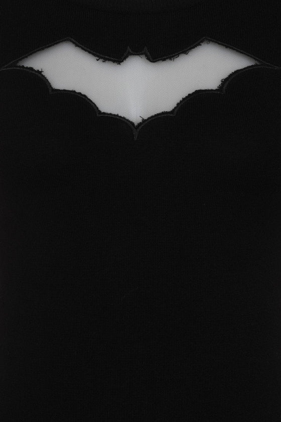 Hell Bunny Bat Knitted Top in Black