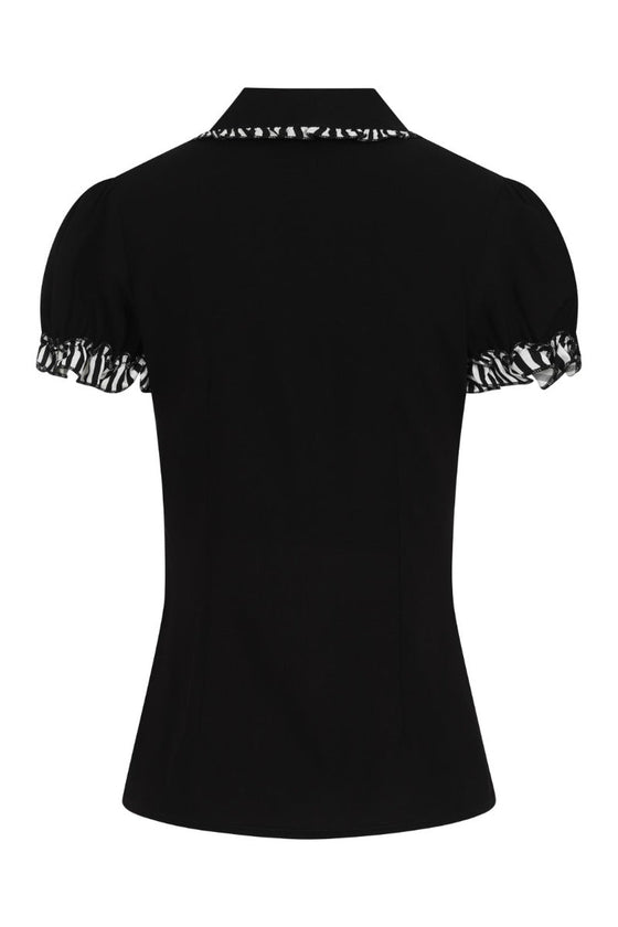 Hell Bunny Eloise Blouse Roses and Spiderwebs