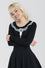 Hell Bunny Tatiana Knitted Top Jumper with Statement Neck Chiffon Ruffle