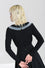 Hell Bunny Tatiana Knitted Top Jumper with Statement Neck Chiffon Ruffle