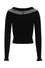 Hell Bunny Tatiana Knitted Top Jumper with Statement Neck Chiffon Ruffle