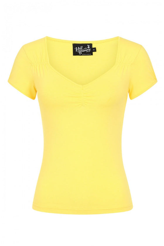 Hell Bunny Mia Top in Yellow