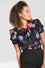 Hell Bunny Eloise Blouse Roses and Spiderwebs