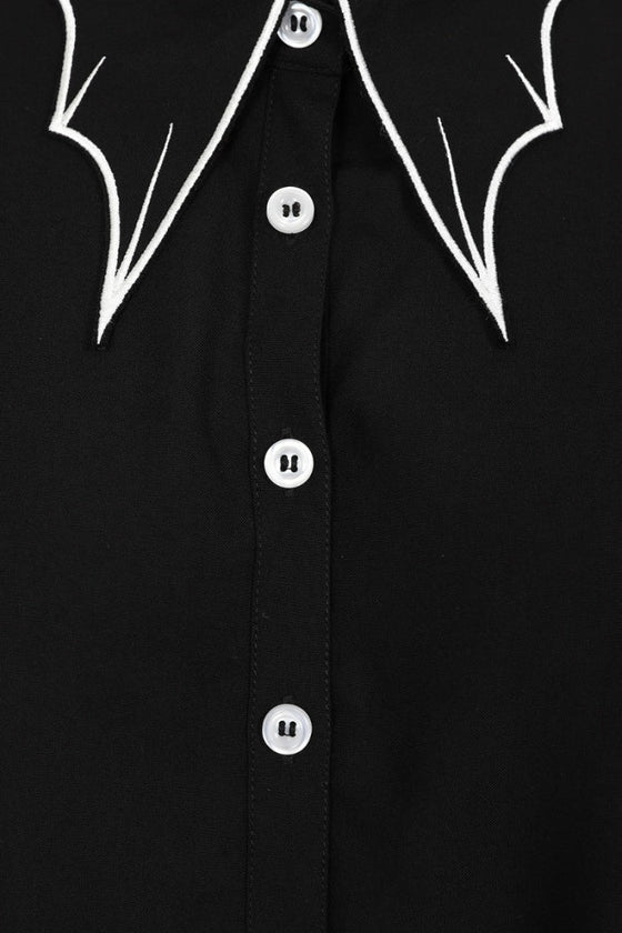 Hell Bunny Drusilla Blouse Bat Collar Detail