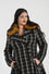 Hell Bunny Brooklyn Checked Coat with Faux Foxfur Collar