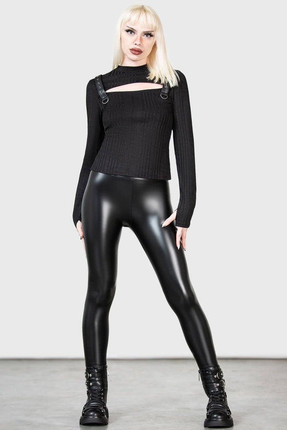 Killstar Raven's Call Long Sleeve Top with Buckle Detail