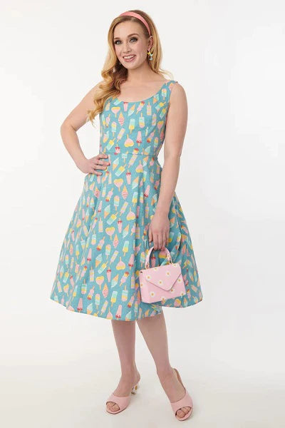 Banned Retro Ice Cream Swing Dress with Heart Back Detail