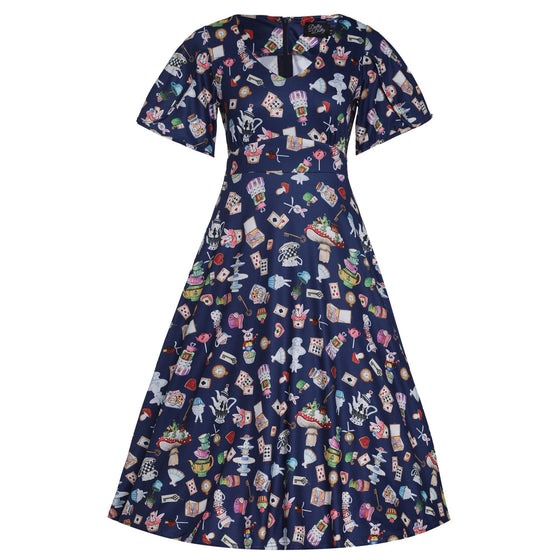 Dolly & Dotty Janice Dress in Wonderland Print So Alice